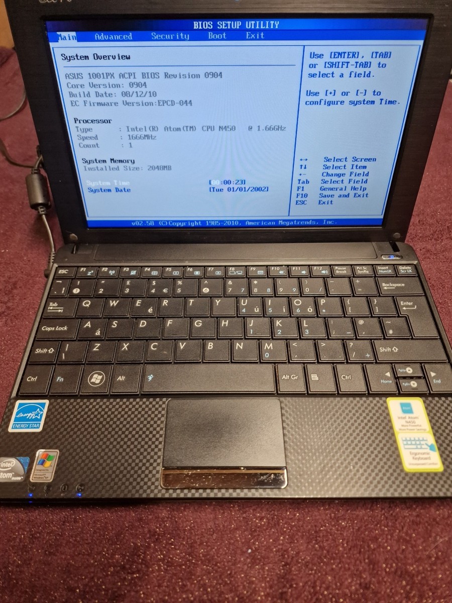Asus Eee PC 1001PX Netbook Intel Atom N450 1.66GHz 2gb Ram 160Gb