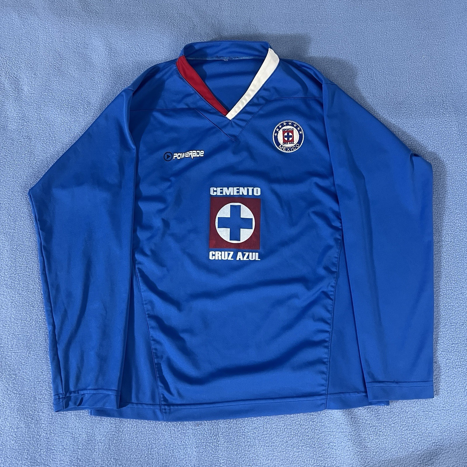 Vintage Cruz Azul Longsleeve Jersey Shirt Men's Size Small Blue Soccer Mexico