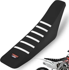 White Stripe Universial Seat Cover for Dirt Bike - Motorcycle Black 