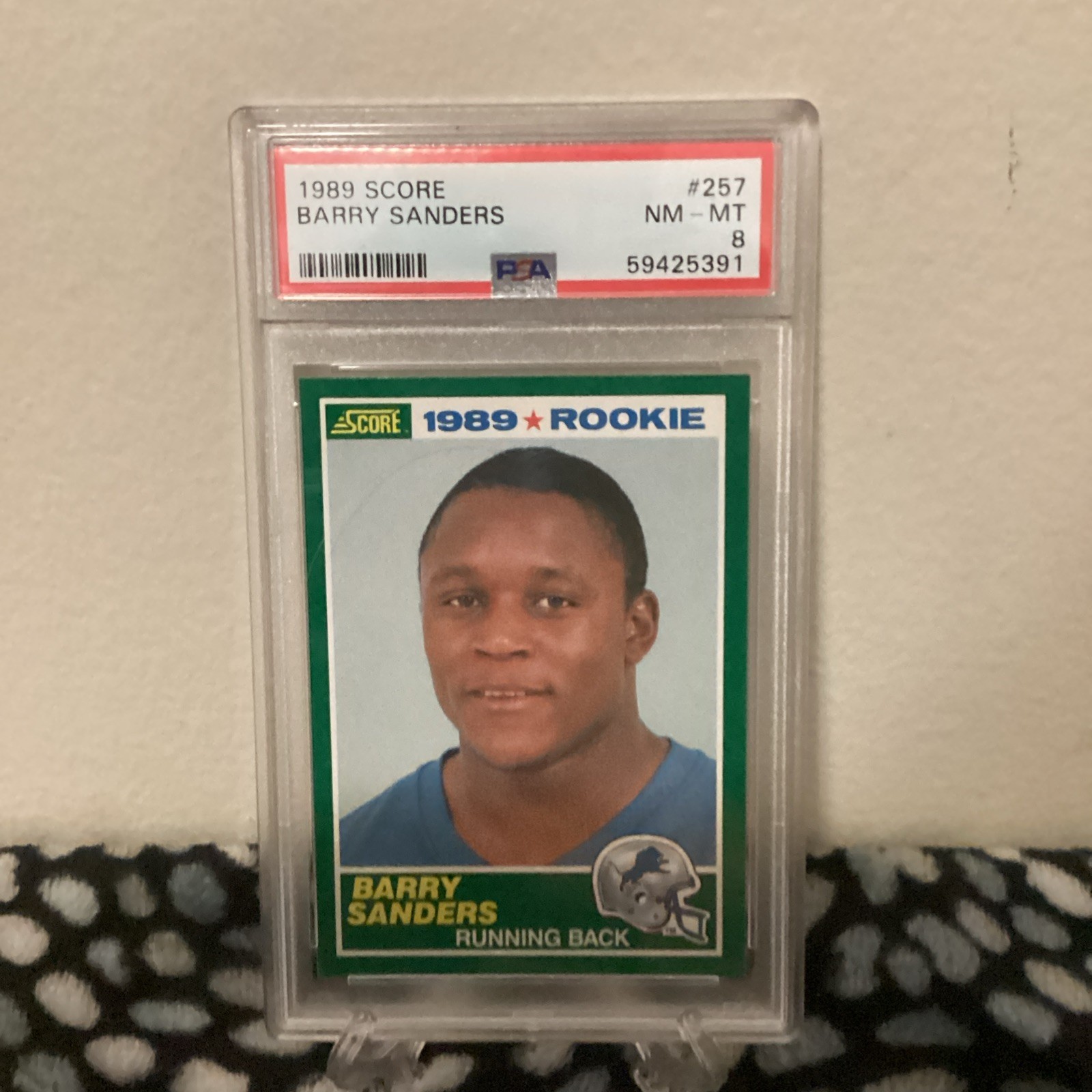 1989 Barry Sanders Score ROOKIE HOF Rc #257 Detroit Lions PSA 8 NM—mt