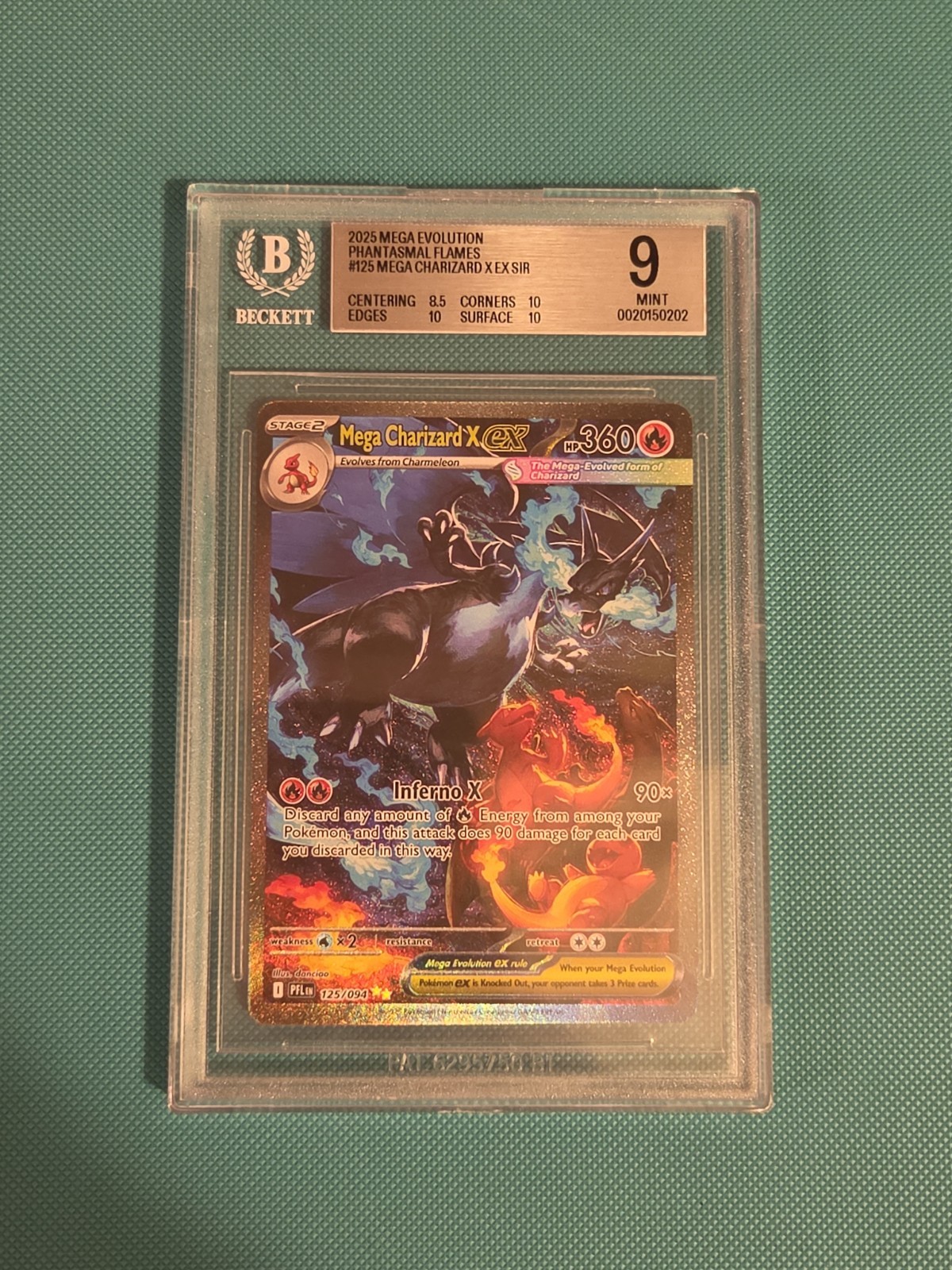 2025 Pokemon Phantasmal Flames Mega Charizard X ex SIR #125 BGS 9.0