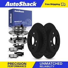 Rear Drilled Slotted Brake Rotors Ceramic Pads Hubs for Toyota Camry 2.4L