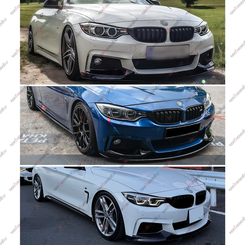 For BMW 4 Series M Sport F32 F33 F36 Performance Front Splitter Lip Gloss Black - Image 3 of 4
