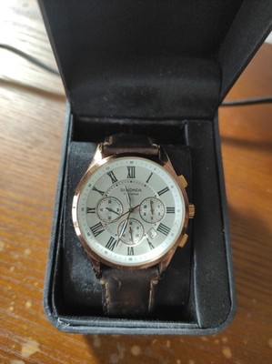 Sekonda Herrenuhr Leder Rosegold Mit Datum Chronograph Armbanduhr Braun