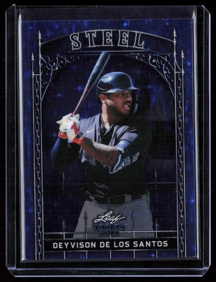 2024 Leaf Trinity #S-31 Deyvison De Los Santos Steel Stars and Dots Blue #/99