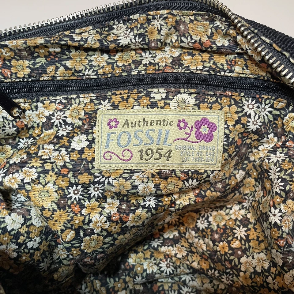 Bolso de Hombro Fossil **Vintage** Pana Negra en Excelente Estado Foto 4 de 4