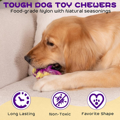 Dog Chew Toys for Aggressive Chewers 3 Pack, Indestructible Dog Toy to Keep T...
