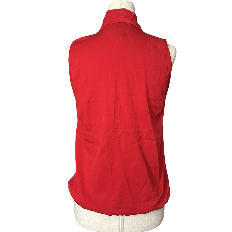 Blusa de seda vintage Y2K Ellen Tracy para mujer talla 2 roja boho capucha cuello blusa Foto 3 de 4