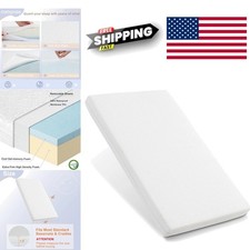 Dual Sided Pack N Play Mattress 38 x 26 Breathable Memory Foam with Tencel Cover