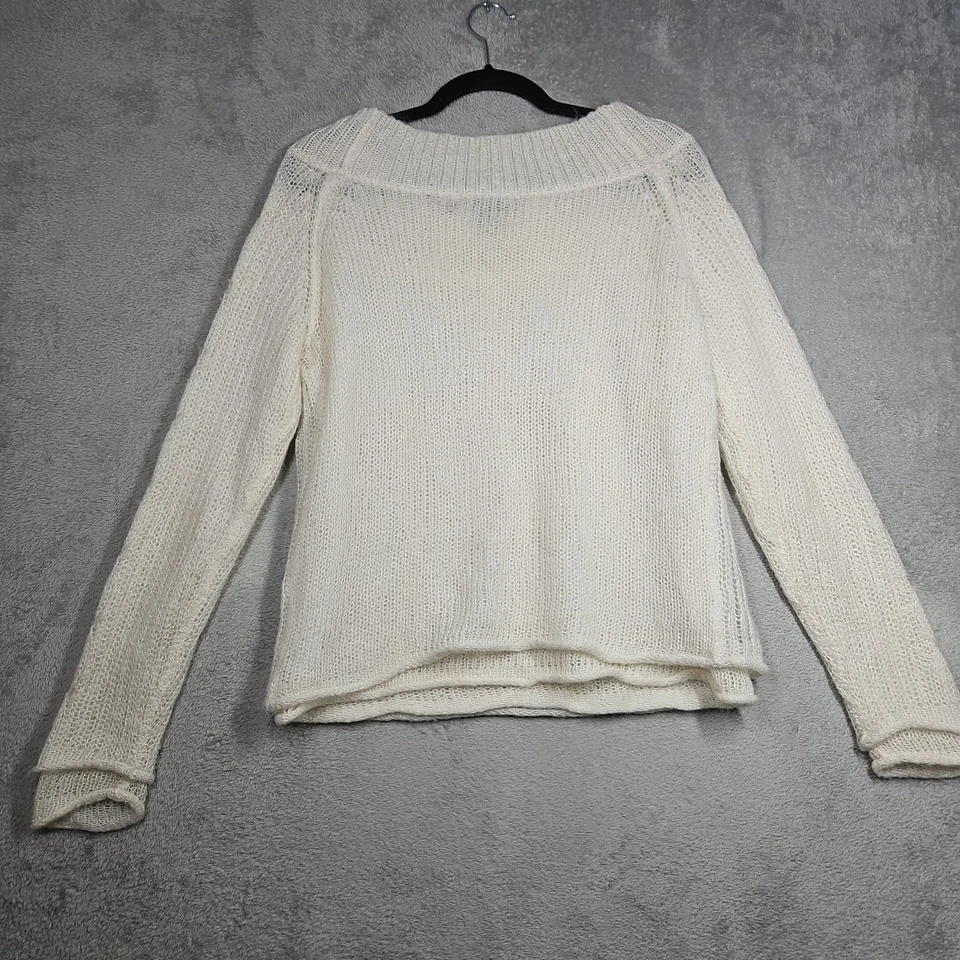 Reference Point Cream 15% 马海毛电缆针织 Lgtwgt 分层钩针毛衣 尺寸 L — 第 3/4 张图片