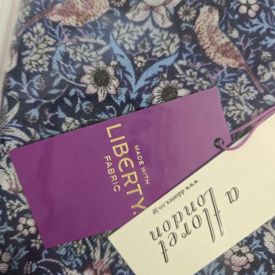 Liberty FLORET LONDON Estola de Lana Sin Usar Fresa Theif Azul Marino 50x170cm Flor Foto 4 de 4