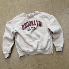 Brooklyn New York Cream Crewneck Sweatshirt size S