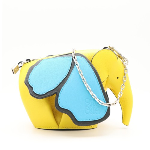LOEWE Elephant Wings Pouch Shoulder Bag Calfskin Blue Yellow