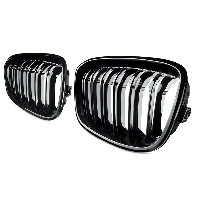 FOR 2011-2014 BMW 1 SERIES F20 F21 GLOSS BLACK FRONT KIDNEY TWIN GRILL GRILLE - Image 3 of 4