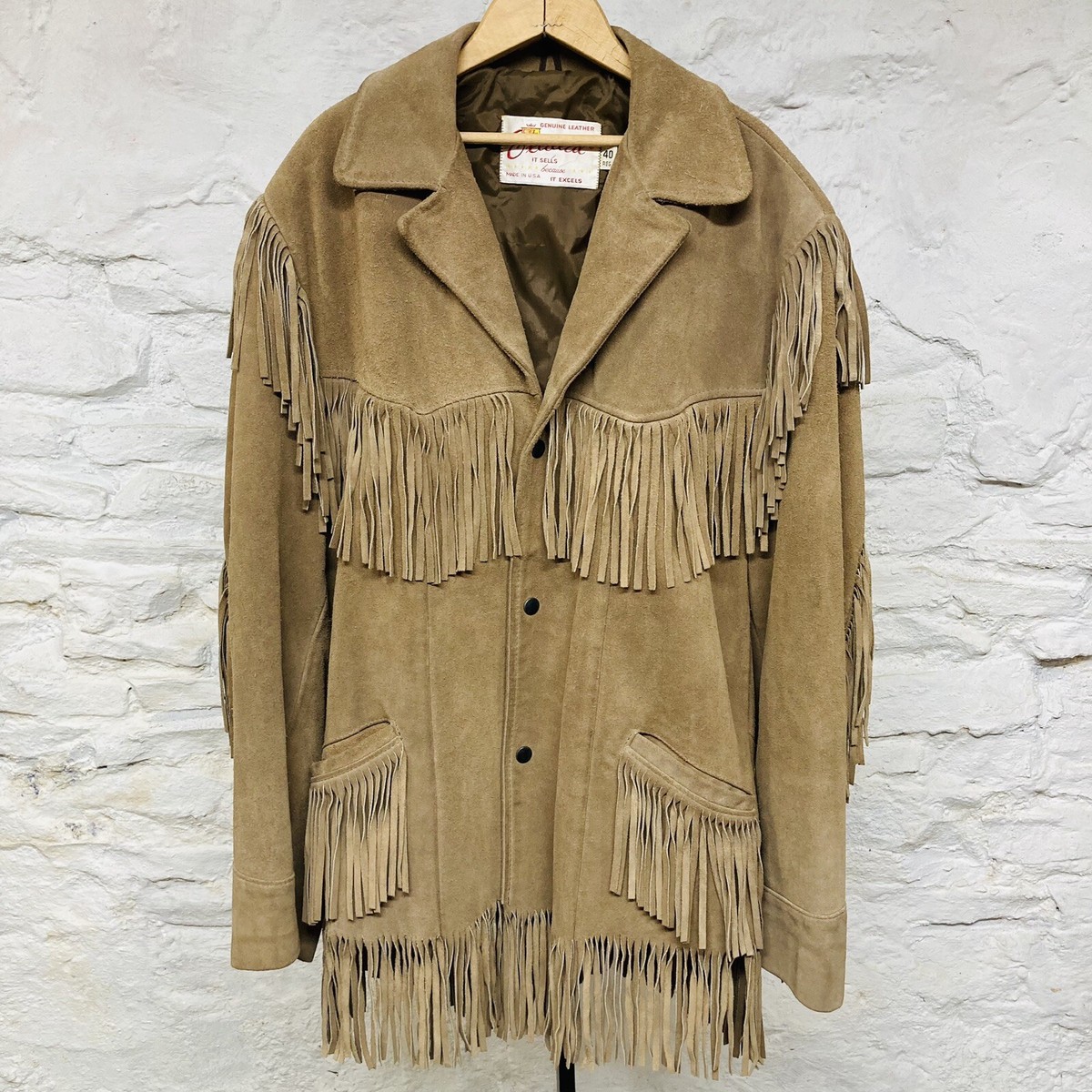 VTG EXCELLED WESTERN Suede Leather Sz 40 REG USA Made COWBOY