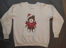 Vtg 80s Coca Cola Teddy Bear Sweatshirt Coke Pullover Sweater USA Adult Sz L