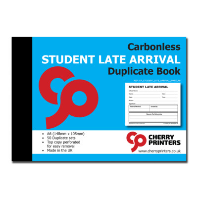 Cherry NCR Student Late Arrival Duplicate Book A6 50 Sets