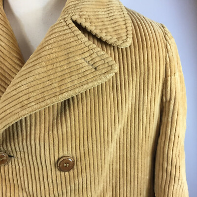Vintage 60s 70s Lakeland Thick Corduroy Cord Trench Double