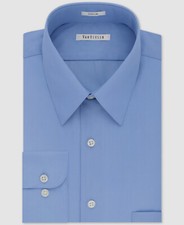  55 Van Heusen Men Regular-Fit Blue Long-Sleeve Poplin Dress Shirt Size 15 34/35