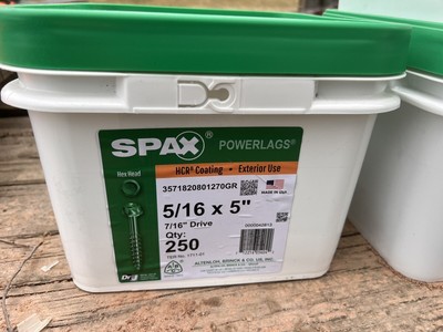 Spax Power Lags Construction Screws 250 Qty 5/16 X 5  7/16 Drive Exterior