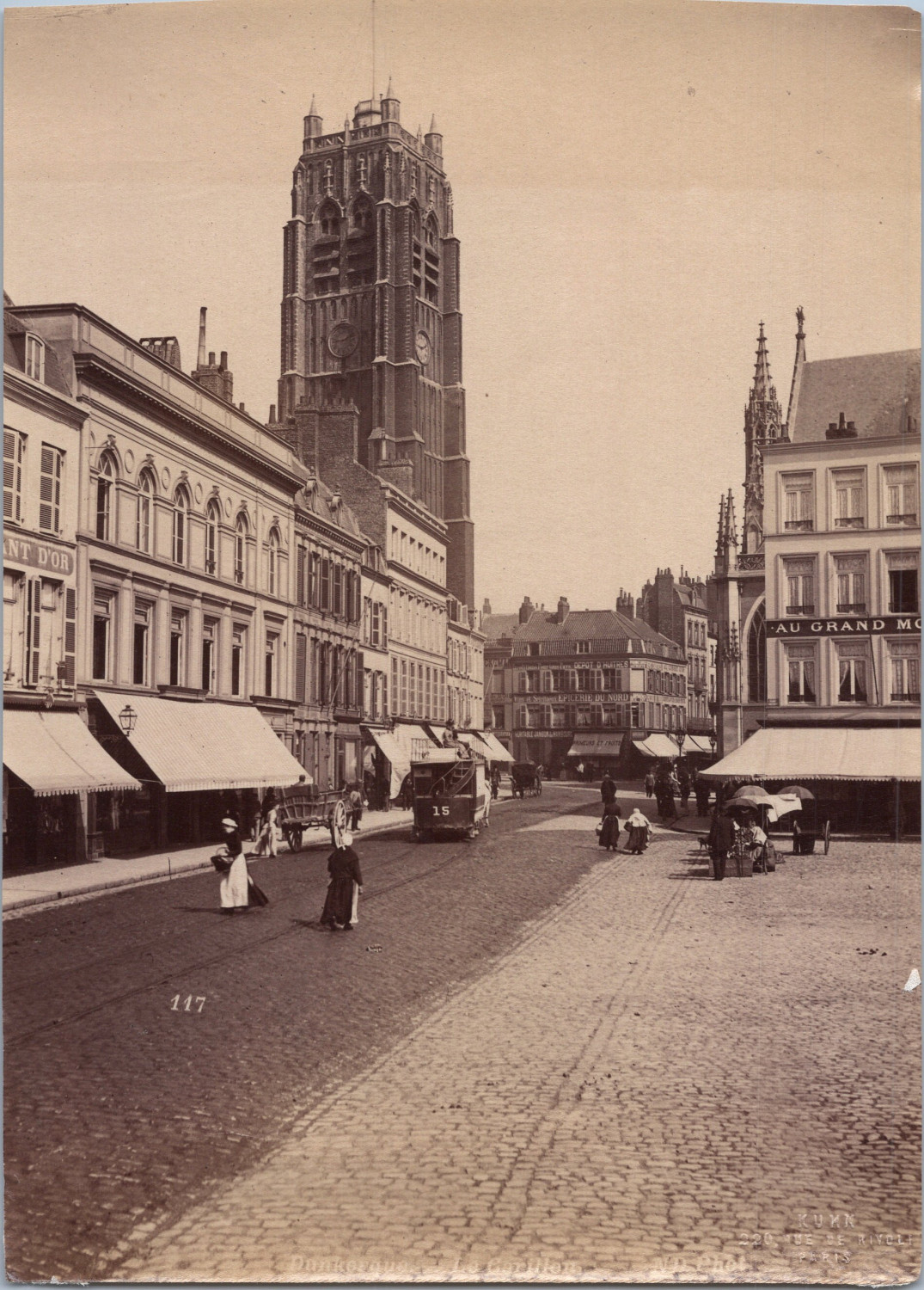 France, Dunkerque, Vue du Gérillon, Vintage print, circa 1890 Tirage vintage lég