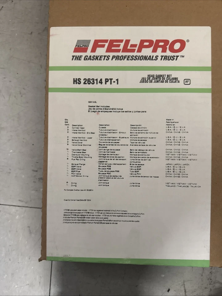 Juego de juntas de culata HS 26314 PT-1 Felpro para Chevy Chevrolet Uplander Foto 3 de 4