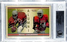 2009 Topps Magic EARL CAMPBELL & VINCE YOUNG Signed Longhorns Card BAS Slabbed