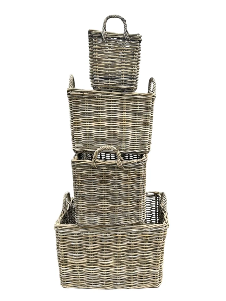 Rectangular Kubu Wicker Rattan Log Storage Handmade Basket - Image 3 of 4