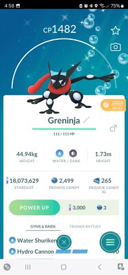 Pokémon Trade GO - Shiny Greninja With 3Moves for PVP Great League