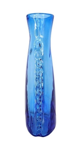 Blenko Aqua Blau Vintage Mundgeblasene Handarbeit Türkis Vase Hat Etikett - Bild 4 von 12