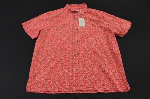 NWT Tommy Bahama Men's, Marine Mosaic Camp Shirt, Pink sz XXL - Picture 2 of 8
