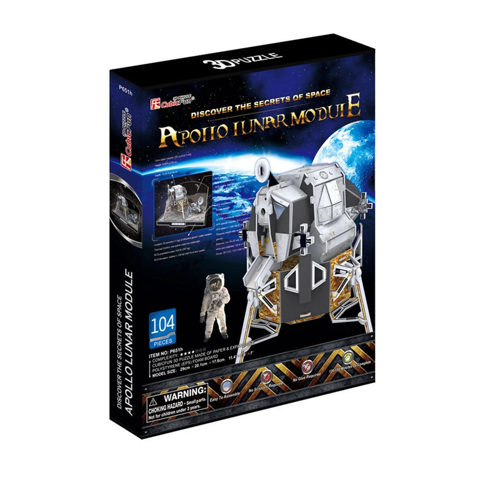 Cubic Fun Apollo 11 Lunar Module 3D Puzzle DIY Architecture Model Building Kit - Image 4 of 4