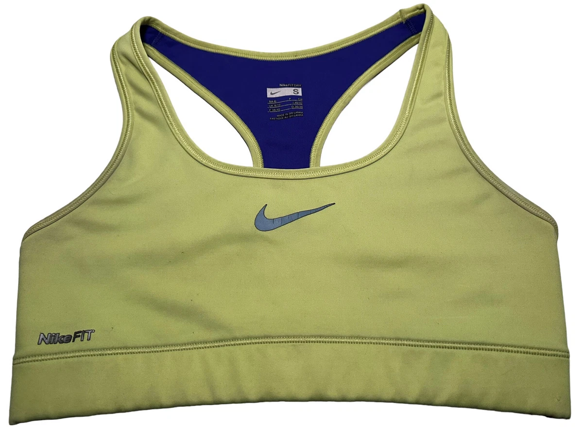 Nike Pro Dry Fit Sport Bra Cropped Training Top Neon Green Women’s Size S