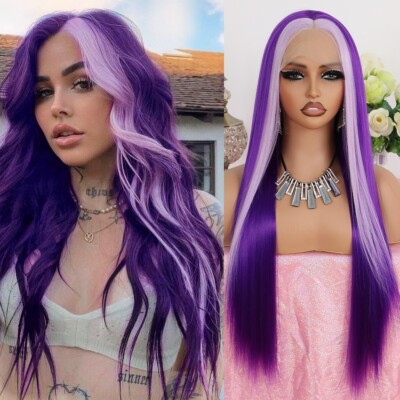 Purple Frontal Wig Amazon.com: XIAPAY Purple Lace Front Wigs Human Hair 13x4  main image 3