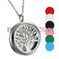 Tree of Life Aromatherapy Essential Oil Diffuser Necklace Womens Locket Pendant