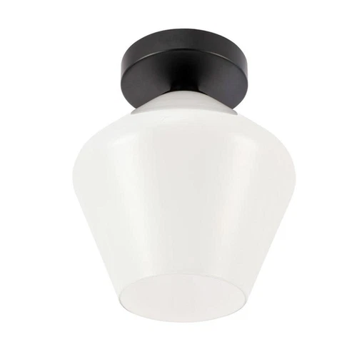 Living District Gene 1-Light Metal & Glass Flush Mount in Black/Frosted White - Picture 4 of 10