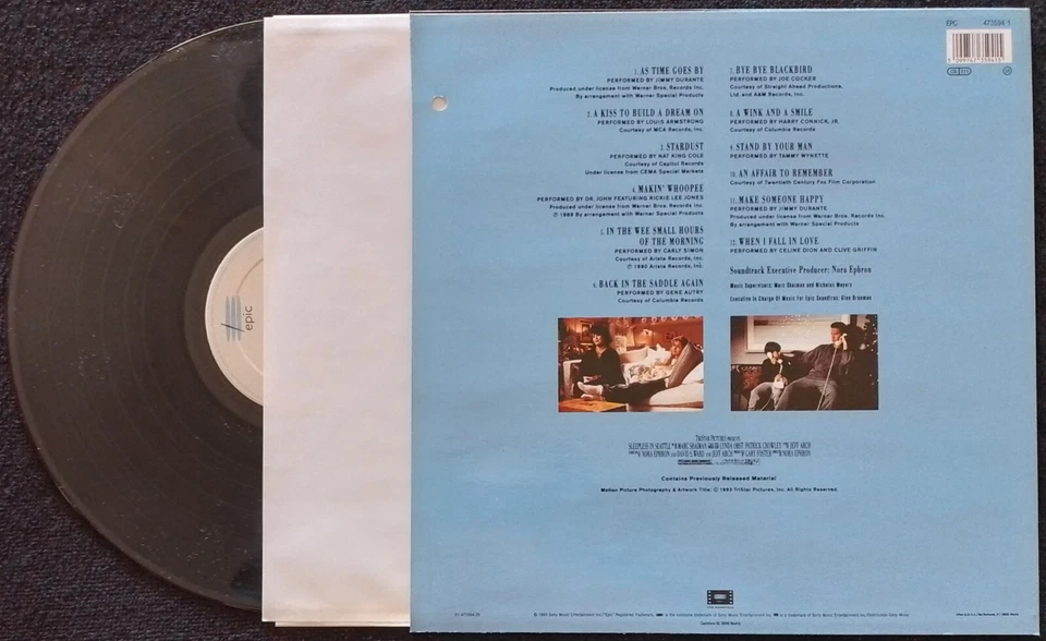 SLEEPLESS IN SEATTLE " SOUNDTRACK " 1993 LP CELINE DION JOE COCKER - Image 2 of 4