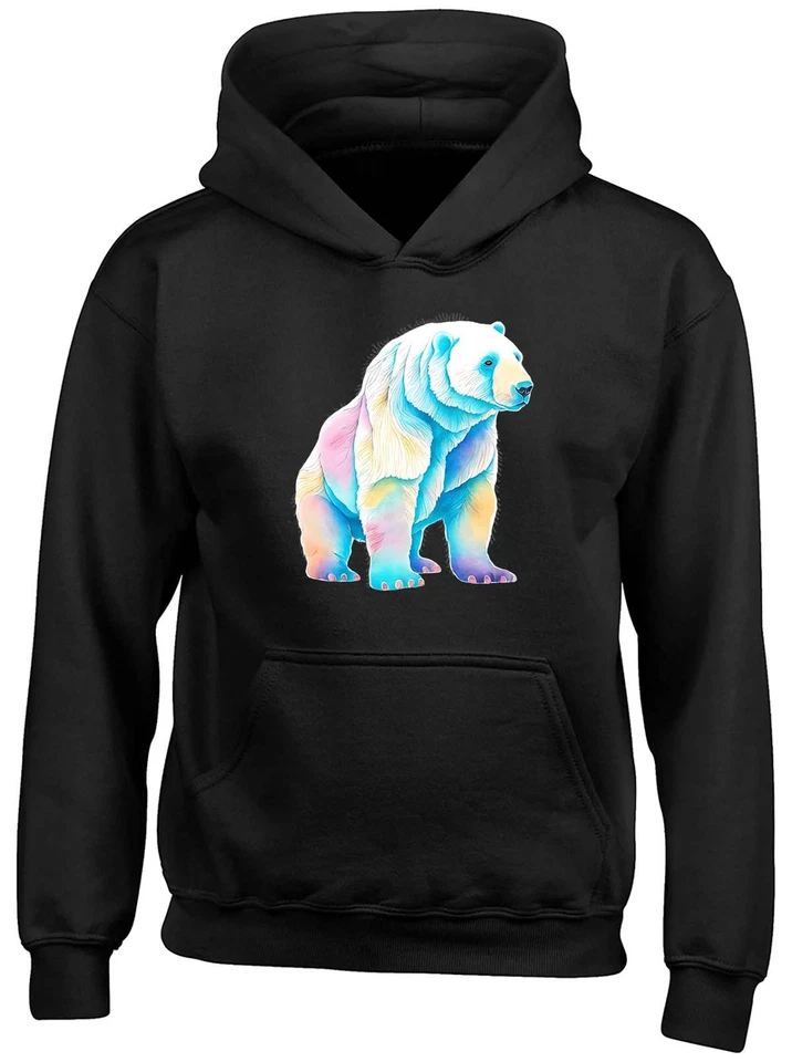 BABY ORIGINALS Arctic Polar Bear Kids Hoodie Wildlife Watercolour Animal Boys Girls Gift Top