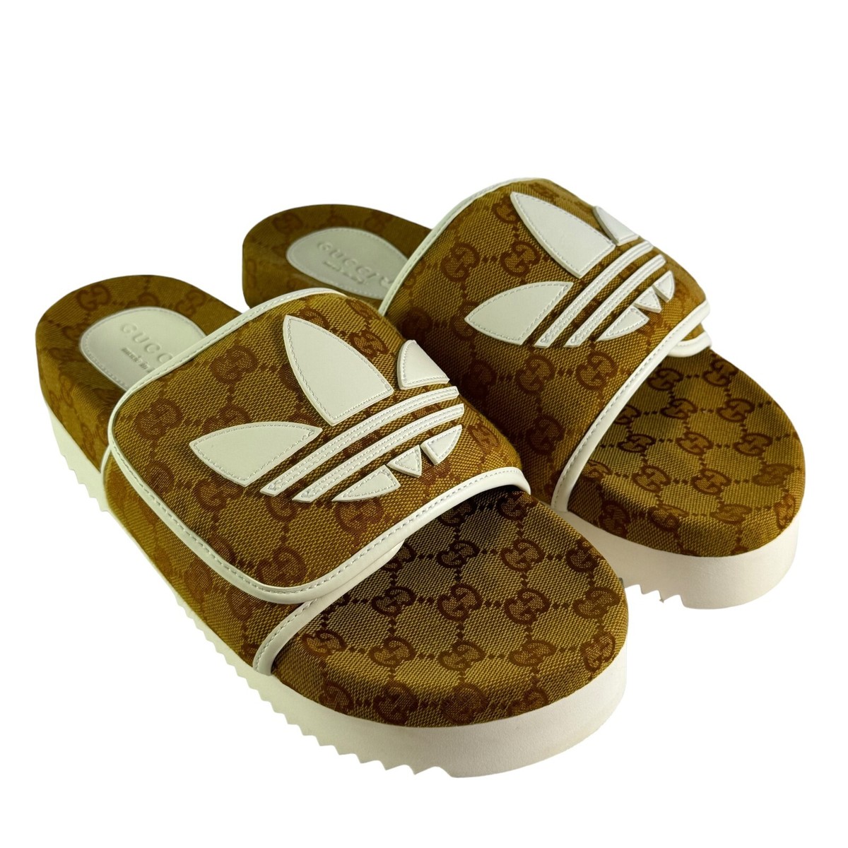 GUCCI X ADIDAS 3518968J 8126 Brown Canvas GG Supreme Men's Slides