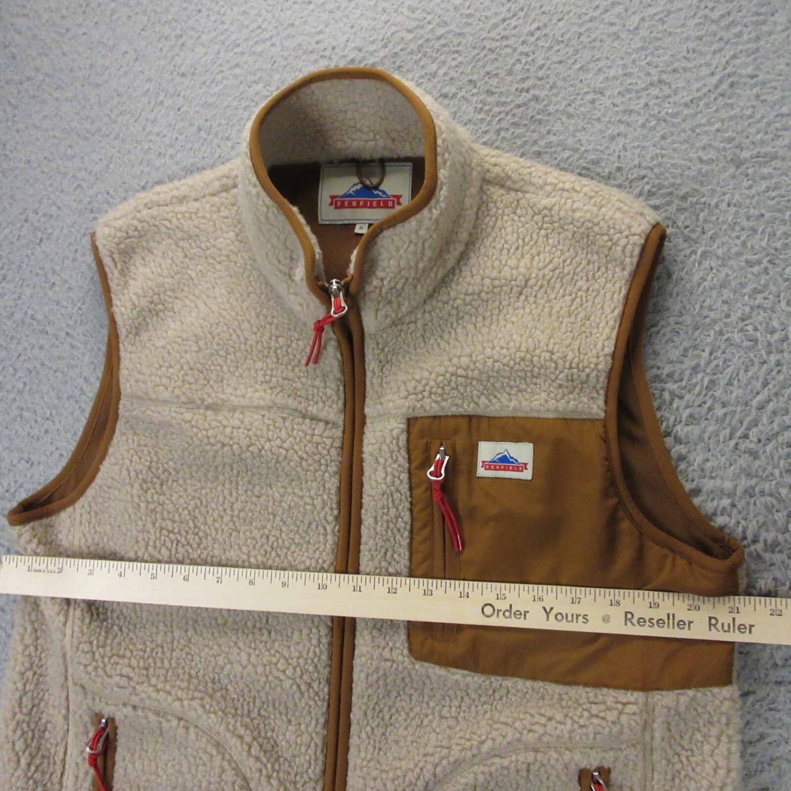 Penfield Womens  Deep Pile Fleece Vest Jacket size XL Oatmeal Sherpa Retro