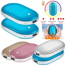 1~2Pack Hand Warmers Rechargeable USB Power Bank Electric Pocket Heater Warmer