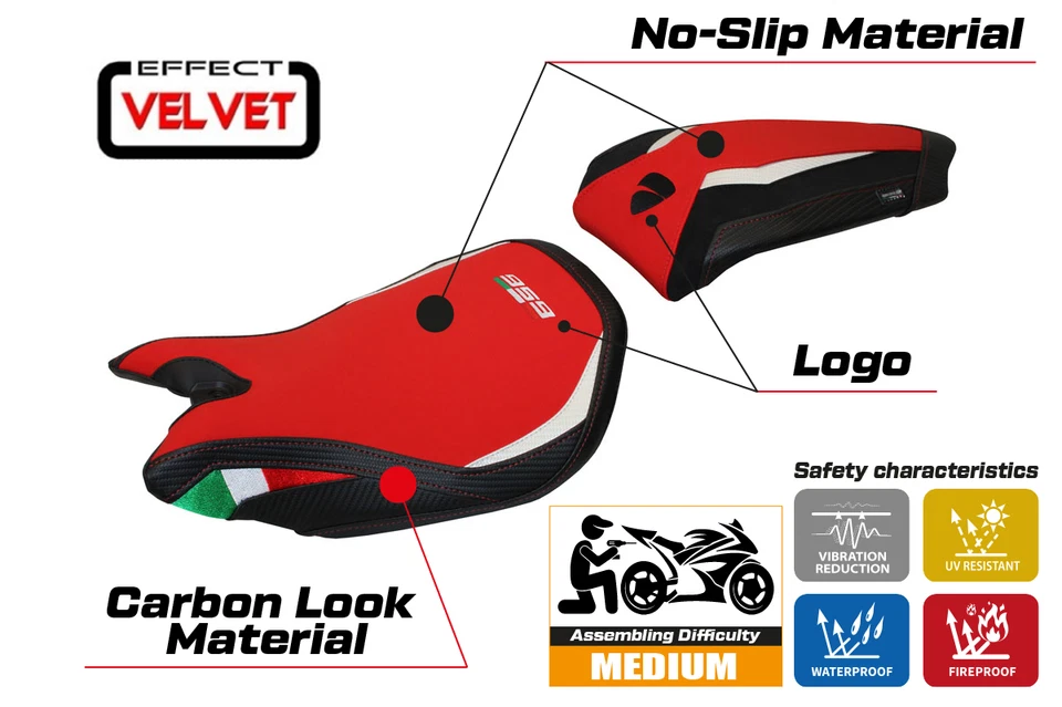 Cubierta de asiento Ducati Panigale 959 Tappezzeria 2015 2016 2017 2018 rojo negro Foto 3 de 4