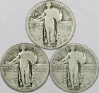 1927 PDS Standing Liberty Quarter Set, 3 Coins Total, G/VG Condition
