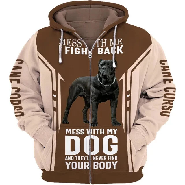 Dog Hoodie Cane Corso Mess With Me Fight Back 3D Hoodie