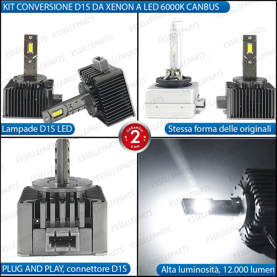 COPPIA LAMPADE D1S LED DA XENON A LED PER SAAB 9-3 II DAL 2008 AL 2013 6000K - Immagine 2 di 4