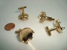 DIY 2 pair (4pcs) Gold Decorative Cuff Link Findings Settings Blank 18mm Pad