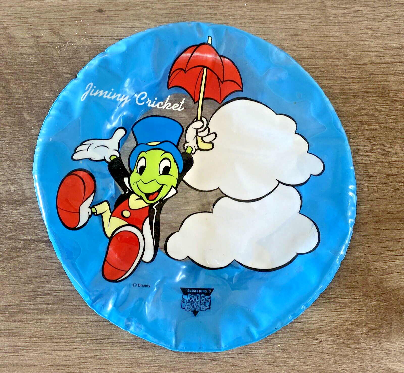 VTG Burger King Kids Club Disney Pinocchio Jimmy Cricket Inflatable Float Toy