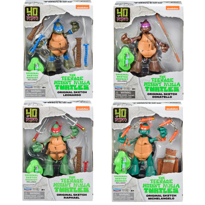 Playmates TMNT Teenage Mutant Ninja Turtles 40th Original Sketch 4 Figures Set