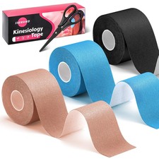 3 Rolls Kinesiology Tape, 3 Color 2 Inch x 16.4 Feet Uncut Sports Tape Scissors 0.59 per gallon