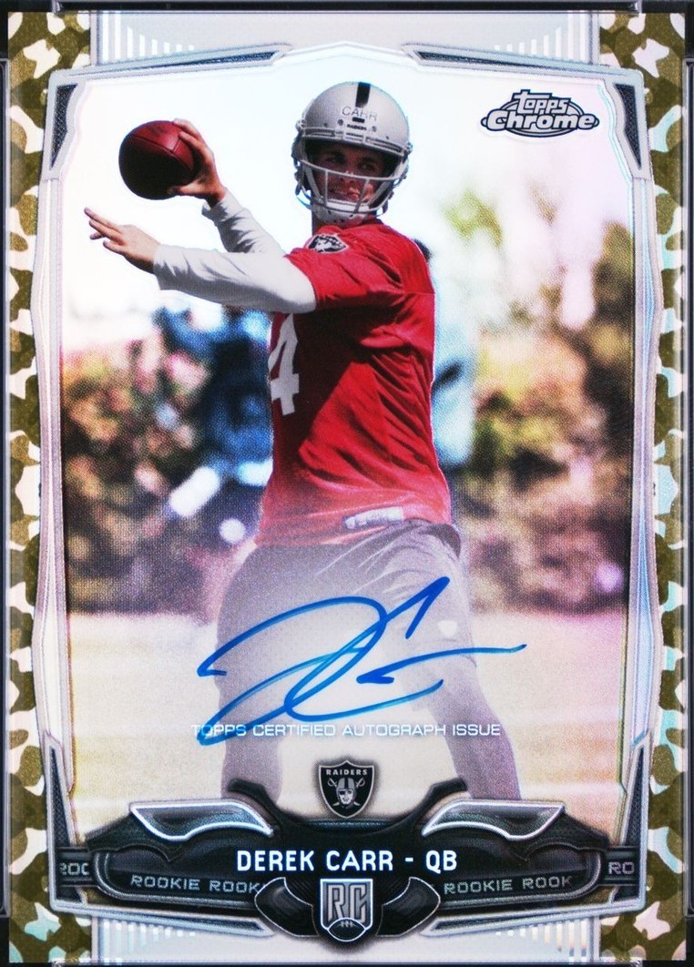 2014 Topps Chrome Mini - Derek Carr #115 Rookie Camo Refractor ...